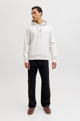 Sweat regular en coton biologique à capuche - Gris clair chiné