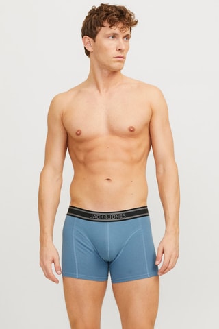 3 boxers en coton biologique - Noir et bleu