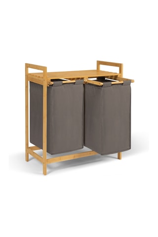 Cesta doble para ropa de bambú Maya - 2 x 39 l