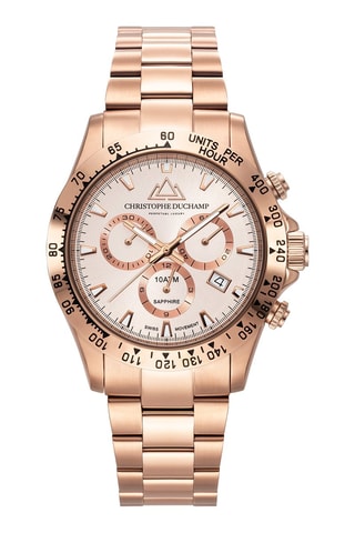 Reloj de cuarzo de acero Grandmont - Taquímetro y cronógrafo - Rosa dorado