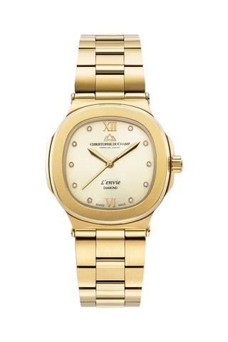 Reloj de cuarzo de acero y diamantes L’Envie 