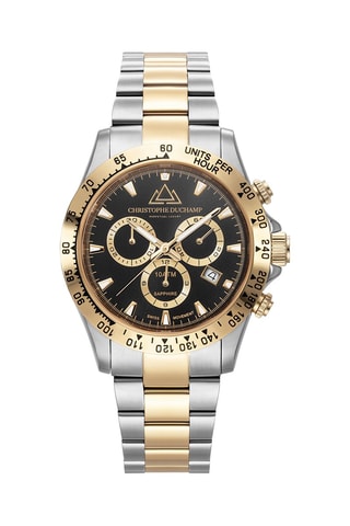 Reloj de cuarzo chapado en ion de oro amarillo Grand Mont - Taquímetro y cronógrafo - Plateado y dorado