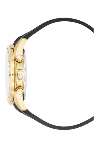 Reloj de cuarzo de acero y pulsera - Cronógrafo - Negro y dorado