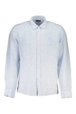 Camisa regular fit de lino - Celeste