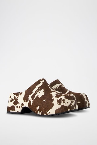 Zuecos de piel de tacón - Marrón