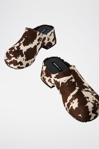 Zuecos de piel de tacón - Marrón