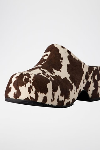 Zuecos de piel de tacón - Marrón