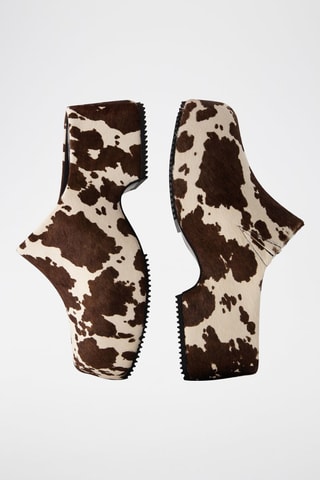 Zuecos de piel de tacón - Marrón