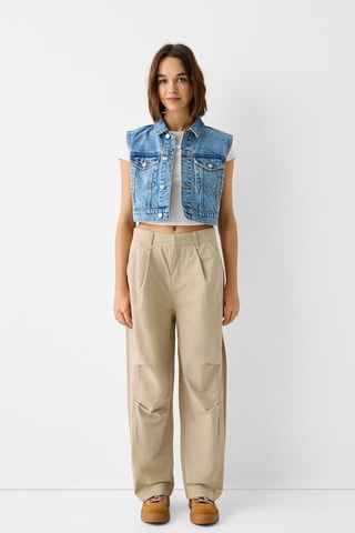 Pantalón wide leg - Beige