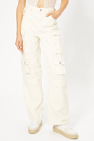 Pantalón cargo de tiro alto - Crudo