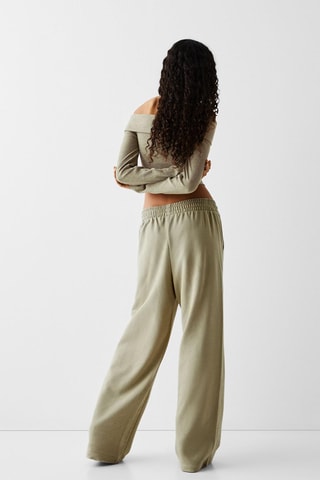 Pantalón wide leg - Caqui claro