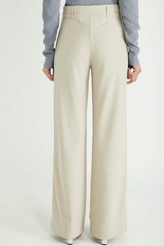 Pantalón wide leg de tiro alto - Beige