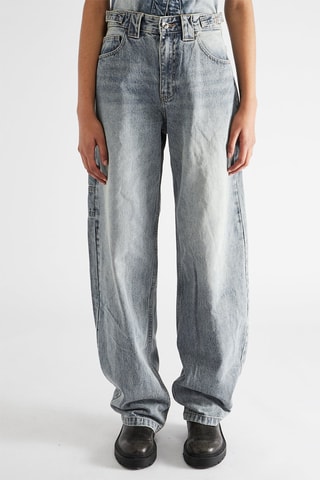 Pantalón wide leg de tiro alto - Azul