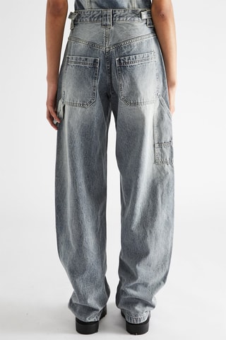 Pantalón wide leg de tiro alto - Azul