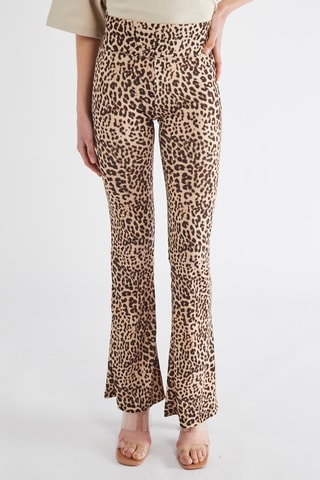 Pantalón flare de tiro alto - Marrón