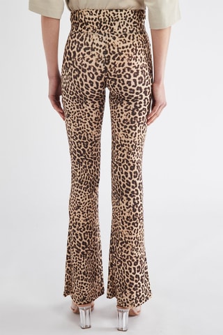 Pantalón flare de tiro alto - Marrón