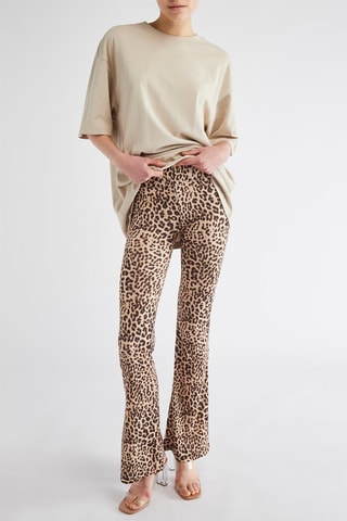 Pantalón flare de tiro alto - Marrón