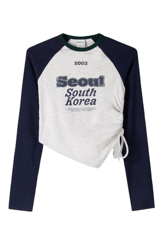 Top - Gris y azul marino