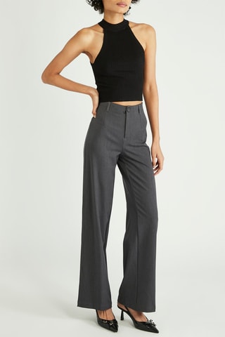 Pantalón wide leg de tiro alto - Gris