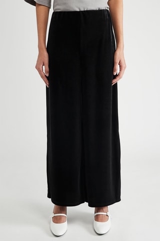 Pantalón wide leg de terciopelo de tiro alto - Negro