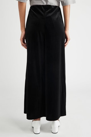 Pantalón wide leg de terciopelo de tiro alto - Negro