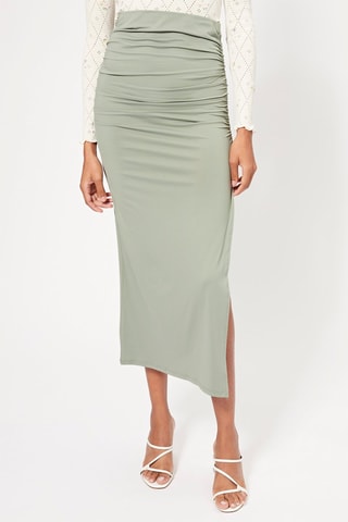 Falda midi de talle alto - Verde claro