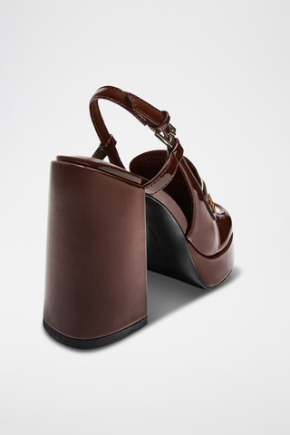 Zapatos con brillo de tacón - Marrón oscuro y blanco