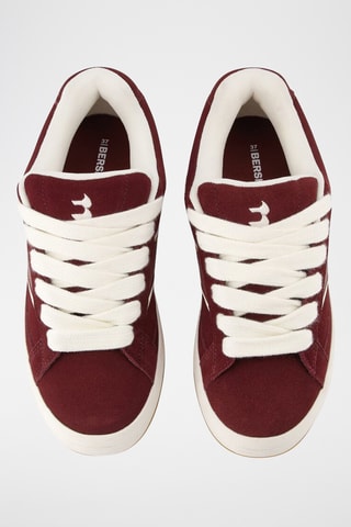 Zapatillas de nobuk - Burdeos y blanco