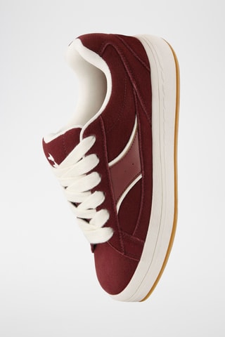 Zapatillas de nobuk - Burdeos y blanco