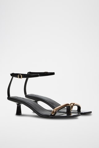 Sandalias de tacón - Negro y dorado