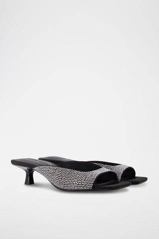 Sandalias de tacón - Negro y plateado