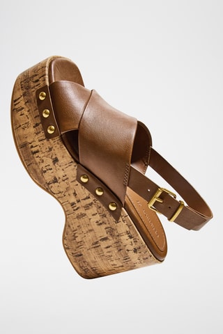 Sandalias de cuña - Marrón