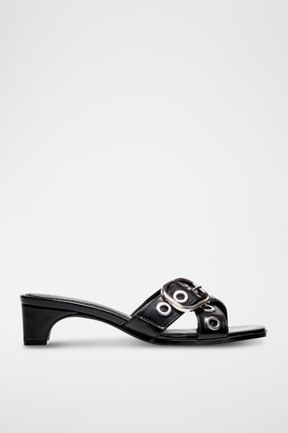 Sandalias de tacón - Negro y plateado