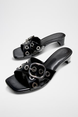 Sandalias de tacón - Negro y plateado