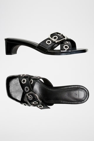 Sandalias de tacón - Negro y plateado