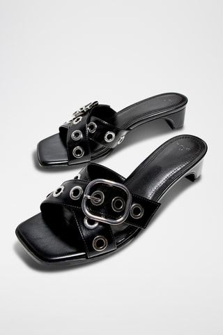 Sandalias de tacón - Negro y plateado