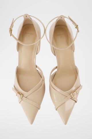 Zapatos con brillo de tacón - Beige