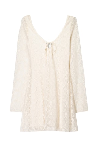 Vestido trapecio de encaje - Crudo