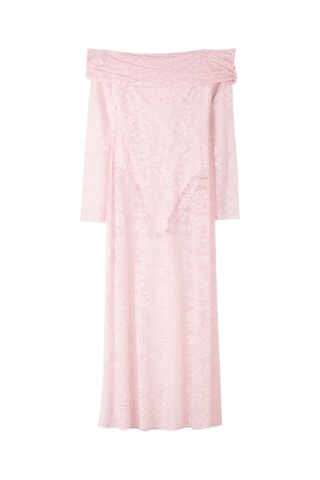 Vestido midi de encaje - Rosa empolvado