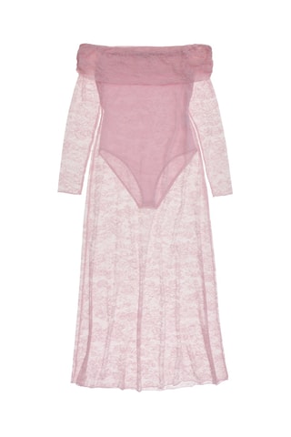 Vestido midi de encaje - Rosa empolvado