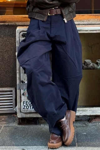 Pantalón balloon de tiro alto - Azul marino