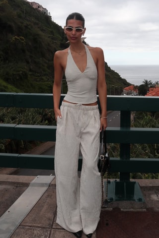 Pantalón wide leg - Beige