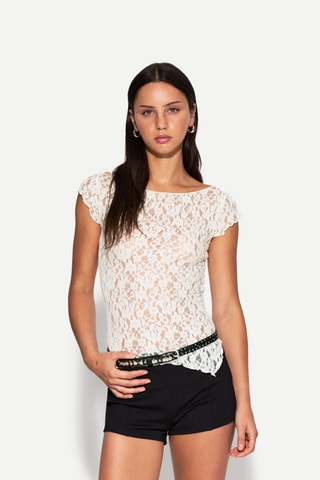 Top de encaje - Crudo