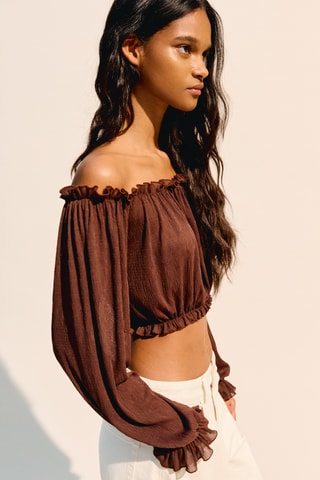 Crop top avolantado - Marrón