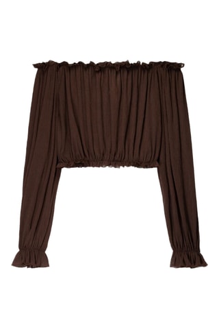 Crop top avolantado - Marrón