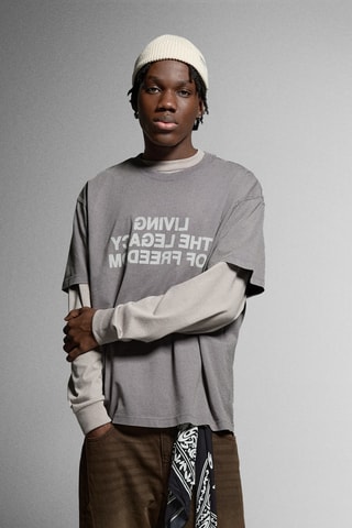 Camiseta relaxed - Gris oscuro