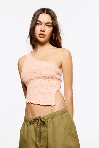 Crop top asimétrico - Rosa