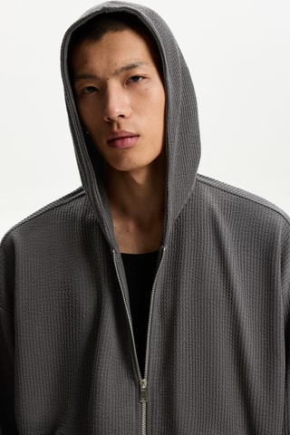 Cárdigan con capucha - Gris oscuro