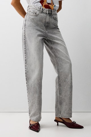 Vaquero mom de tiro alto - Gris claro