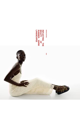 Vestido recto de encaje - Crudo